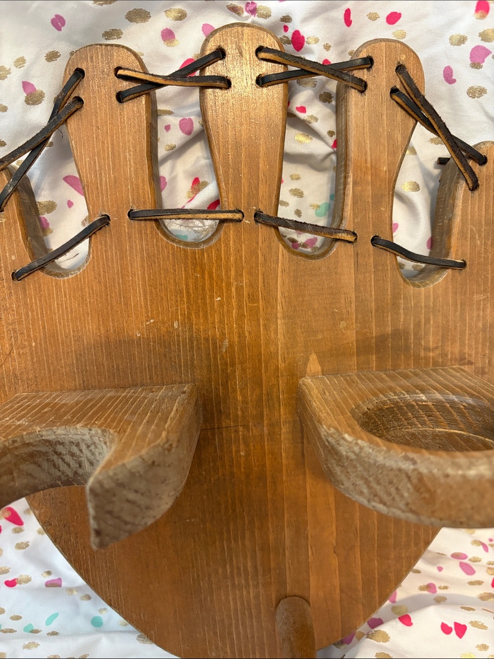 Rustic Wooden Wall Shelf for baseball, bat and glove - Picture 4 of 5